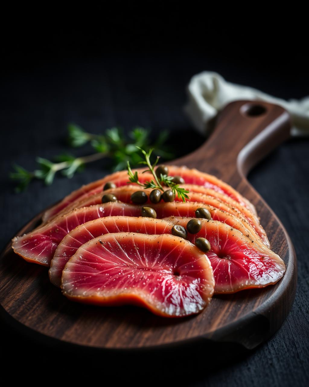Carpaccio di Tonno Affumicato con Finocchi e Arance